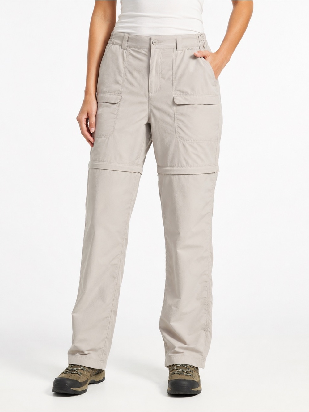 L.L.Bean Convertible Zip-Off Hiking Pants Women’s Large Regular Beige Nylon